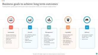 Business Goals To Achieve Long Term Outcomes Information PDF