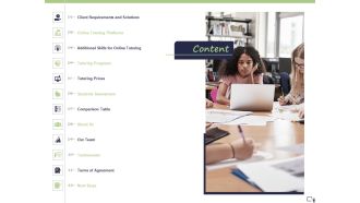 Business Model For E Tutoring Services Proposal Content Brochure PDF
