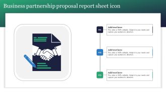 Business Partnership Proposal Report Sheet Icon Summary PDF