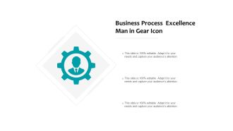 Business Process Excellence Man In Gear Icon Ppt PowerPoint Presentation Ideas Elements
