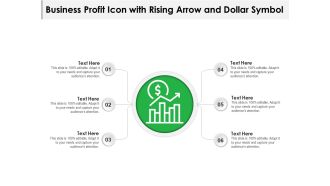 Business Profit Icon With Rising Arrow And Dollar Symbol Ppt PowerPoint Presentation File Sample PDF