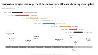 Business Project Management Calendar For Software Development Plan Ppt Summary Graphics Download PDF