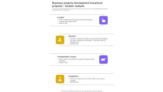 Business Property Development Investment Proposal Location Analysis One Pager Sample Example Document