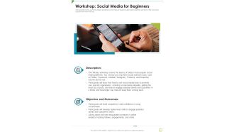 Business Proposal For Successful Workshop Delivery Workshop Social Media For Beginners One Pager Sample Example Document