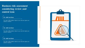 Business Risk Assessment Considering Review And Control Icon Summary PDF