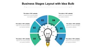Business Stages Layout With Idea Bulb Ppt PowerPoint Presentation Slides Gallery PDF