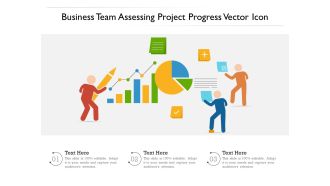 Business Team Assessing Project Progress Vector Icon Ppt PowerPoint Presentation Icon Grid PDF