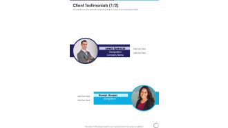 Business To Business Trade Proposal Client Testimonials One Pager Sample Example Document