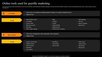 Buzz Marketing Strategies To Expand Campaign Reach Online Tools Used For Guerilla Marketing Structure PDF