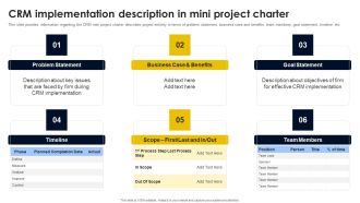 CRM Implementation Description In Mini Project Charter Template PDF