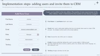 CRM System Implementation Stages Implementation Steps Adding Users And Invite Them To CRM Template PDF