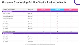 CRM Transformation Toolkit Customer Relationship Solution Vendor Evaluation Matrix Brochure PDF
