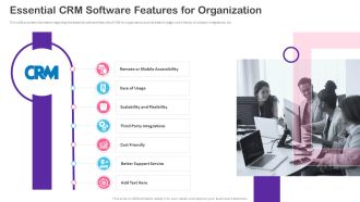 CRM Transformation Toolkit Essential Crm Software Features For Organization Structure PDF