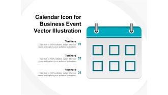 Calendar Icon For Business Event Vector Illustration Ppt PowerPoint Presentation Model Structure PDF