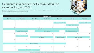 Campaign Management With Tasks Planning Calendar For Year 2023 Graphics PDF