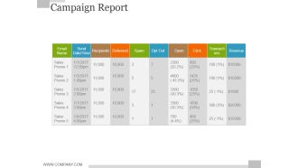 Campaign Report Ppt PowerPoint Presentation Show Tips