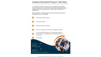 Caretaker Recruitment Proposal Next Steps One Pager Sample Example Document