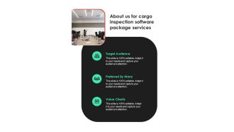 Cargo Inspection Software Package Services About Us One Pager Sample Example Document