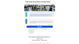 Case Study For Business Transportation One Pager Sample Example Document