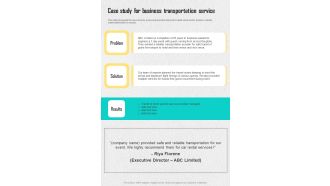 Case Study For Business Transportation Service One Pager Sample Example Document