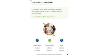 Case Study For CSR Activities One Pager Sample Example Document