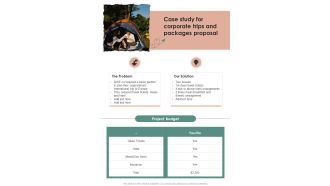 Case Study For Corporate Trips And Packages Proposal One Pager Sample Example Document
