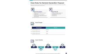 Case Study For Demand Generation Proposal One Pager Sample Example Document