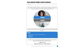 Case Study For Freight Carriers Business One Pager Sample Example Document
