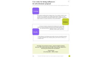 Case Study For Hiring Influencers For Advertisement Proposal One Pager Sample Example Document