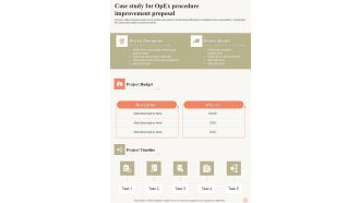 Case Study For Opex Procedure Improvement Proposal One Pager Sample Example Document