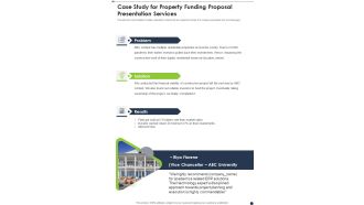 Case Study For Property Funding Proposal Presentation Services One Pager Sample Example Document
