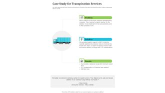 Case Study For Transpiration Services One Pager Sample Example Document