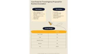 Case Study For Travel Agency Proposal For Business Association One Pager Sample Example Document