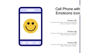 Cell Phone With Emoticons Icon Ppt PowerPoint Presentation Icon Examples PDF
