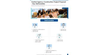 Central Agency Construction Project Proposal Key Deliverables One Pager Sample Example Document