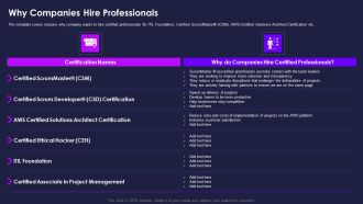 Certification Information Technology Professionals Why Companies Hire Professionals Inspiration PDF
