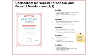 Certifications For Proposal For Soft Skill And Personal Development Market Sample PDF