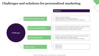 Challenges And Solutions For Personalized Marketing Background PDF