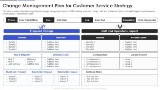 Change Management Plan For Customer Service Strategy Infographics PDF