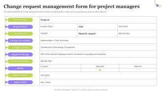 Change Request Management Form For Project Managers Inspiration PDF
