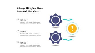Change Workflow Vector Icon With Two Gears Ppt PowerPoint Presentation File Themes PDF
