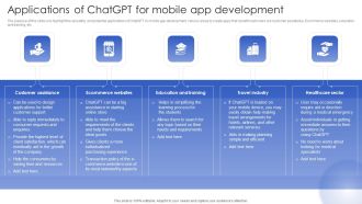 Chatgpt In Web Applications For Enhanced User Interactions Applications Of Chatgpt For Mobile App Development Designs PDF