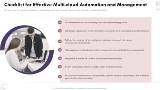 Checklist For Effective Multicloud Automation And Management Cloud Computing Complexities Portrait PDF