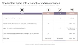 Checklist For Legacy Software Application Transformation Rules PDF
