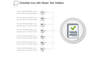 Checklist Icon With Seven Text Holders Ppt PowerPoint Presentation Slides Mockup PDF