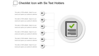 Checklist Icon With Six Text Holders Ppt PowerPoint Presentation Gallery Inspiration PDF