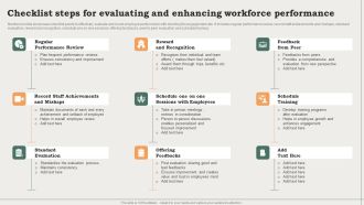 Checklist Steps For Evaluating And Enhancing Workforce Performance Ppt PowerPoint Presentation Ideas Background Designs PDF