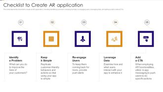 Checklist To Create AR Application Ppt PowerPoint Presentation Gallery Graphics Design PDF