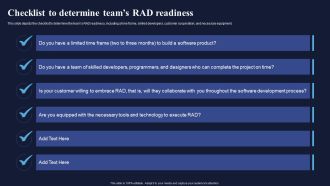 Checklist To Determine Teams RAD Readiness Integrating RAD Model To Simplify Information PDF
