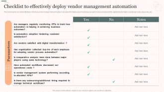 Checklist To Effectively Deploy Vendor Management Automation Vendor Management Strategies Download PDF